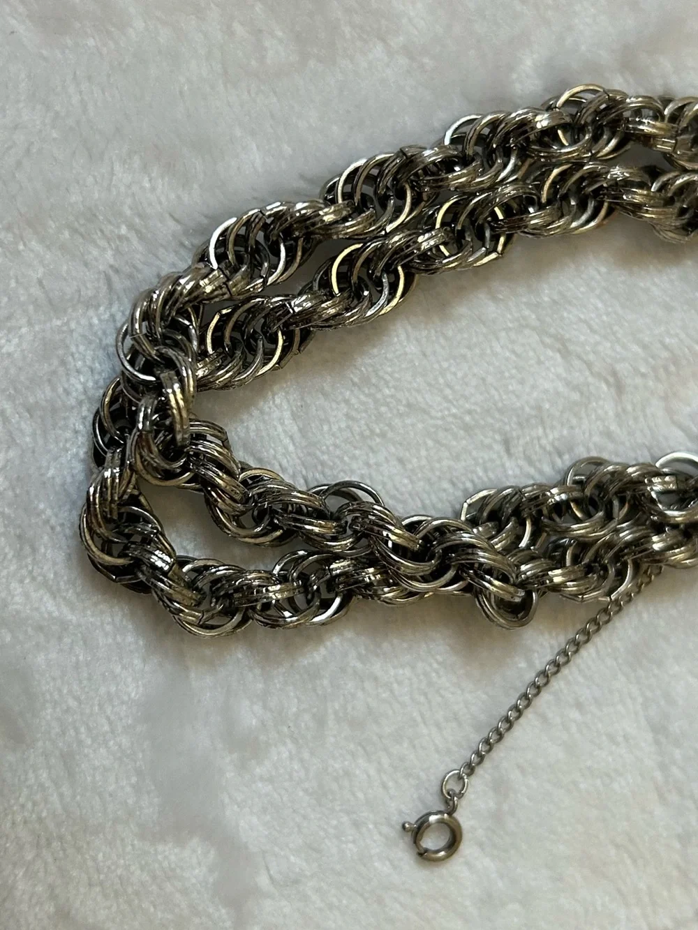 Monet Silver Tone Byzantine Chain Bracelet Vintage